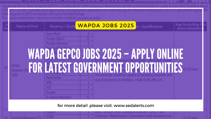 WAPDA GEPCO Jobs 2025 – Apply Online for Latest Government Opportunities