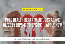 PPSC Health Department Jobs Ad No. 01/2025 (BPS-17 to BPS-19) – Apply Now