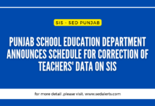Punjab School Education Department Announces Schedule for Correction of Teachers' Data on SIS