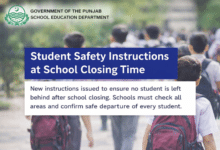 Student safety instructions at school closing