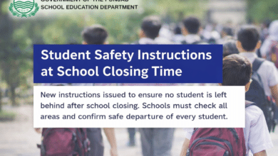 Student safety instructions at school closing